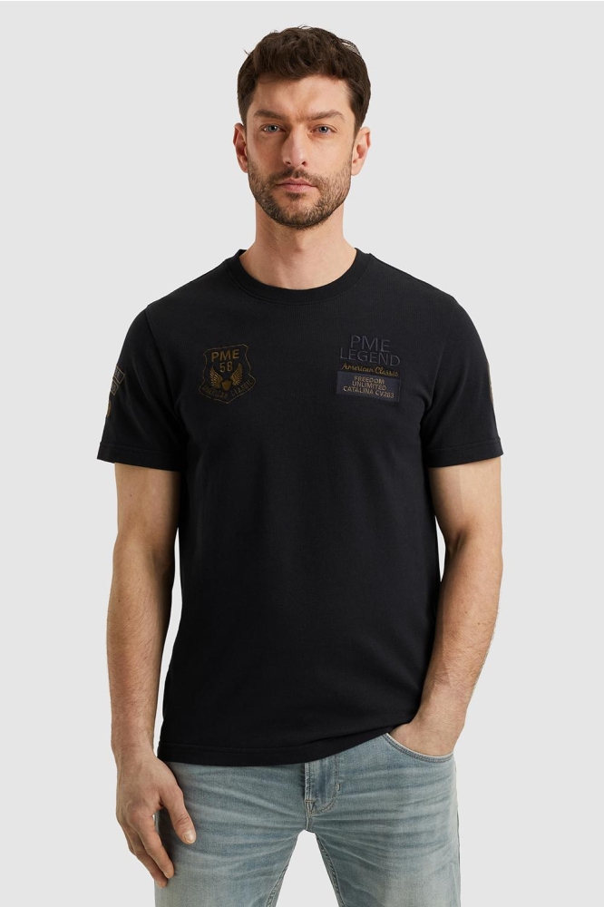 PME legend blauwe heren t-shirt | Model vooraanzicht