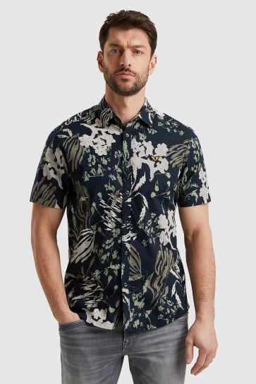 PME legend short sleeve shirt print on ctn sl Blauw