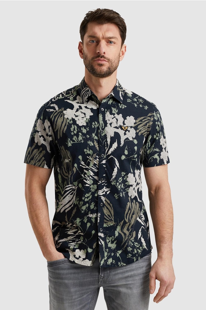 PME legend blauwe heren overhemd | Model vooraanzicht