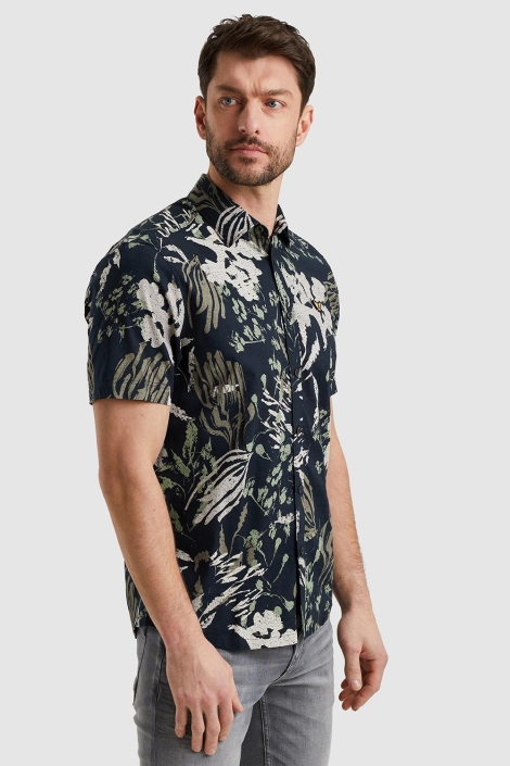 PME legend blauwe heren overhemd | Model zijaanzicht