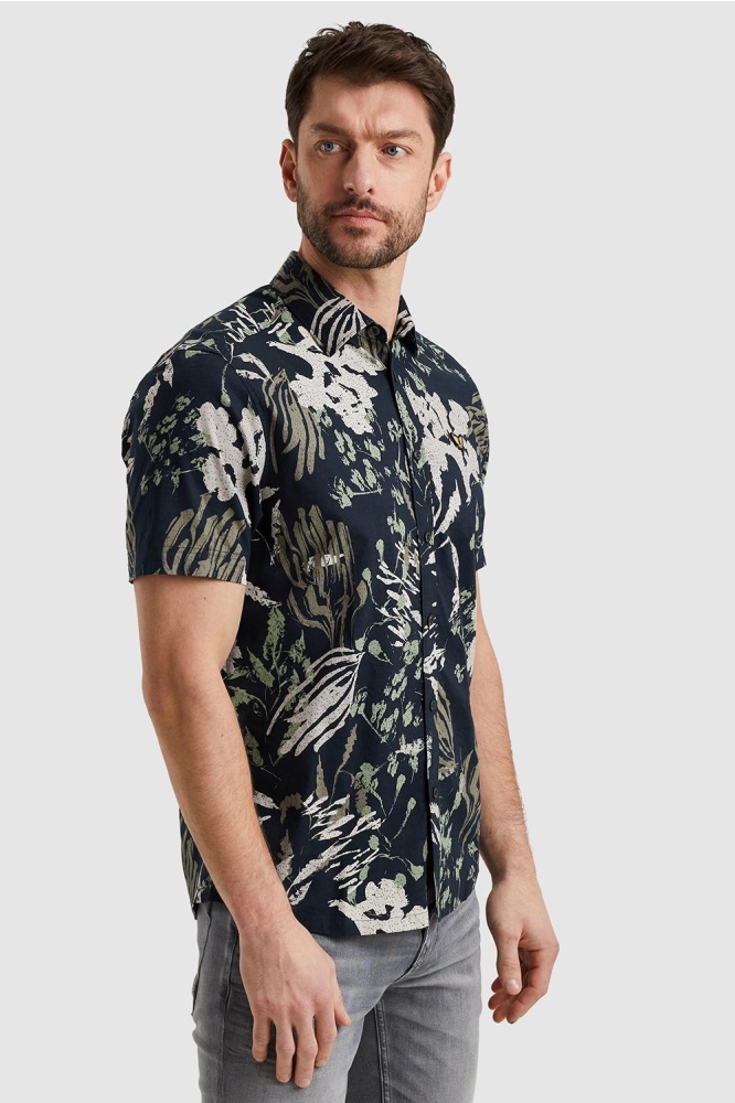 PME legend blauwe heren overhemd | Model zijaanzicht