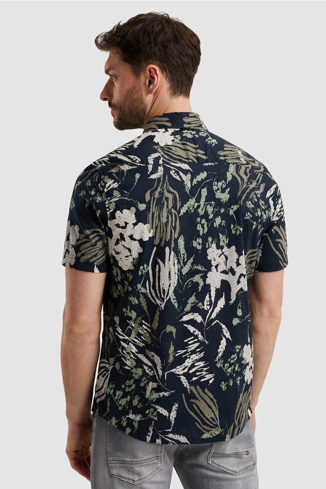 PME legend blauwe heren overhemd | Model achteraanzicht