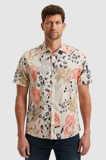 PME legend short sleeve shirt print on ctn sl Beige