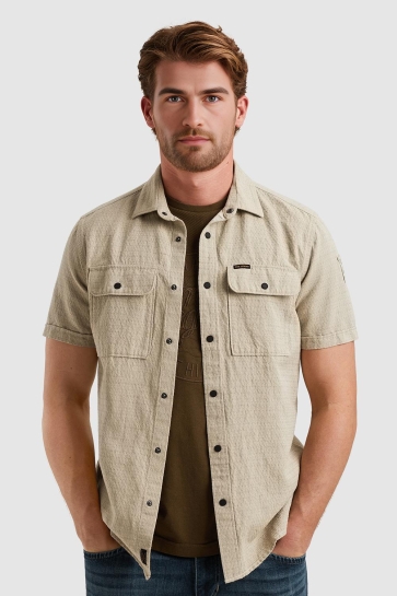 PME legend short sleeve shirt linen dobby Beige