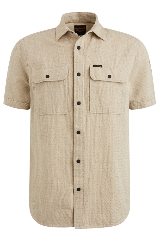 PME legend beige heren overhemd | Vooraanzicht
