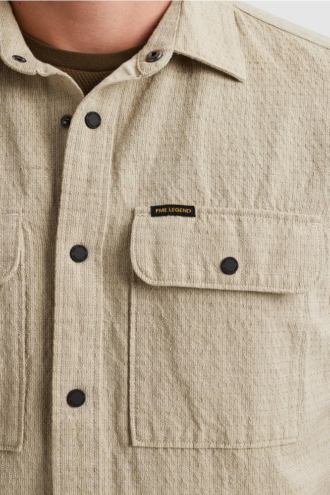 PME legend beige heren overhemd | Close up