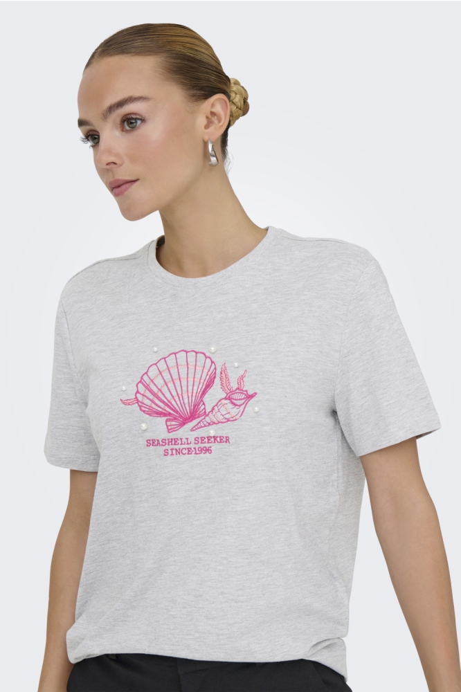 Only grijze dames t-shirt | Model