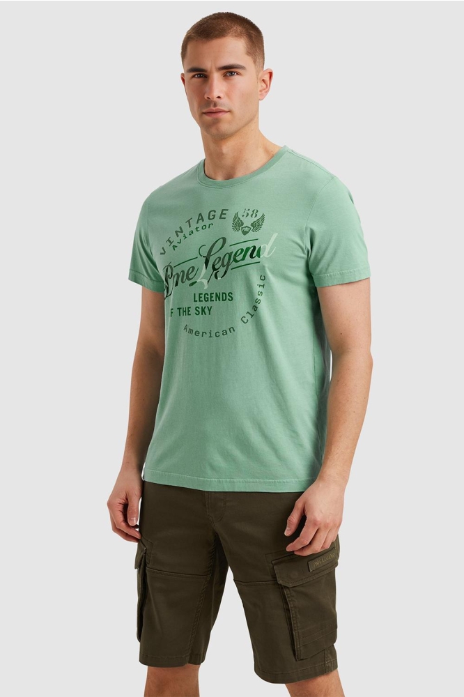 PME legend groene heren t-shirt | Model zijaanzicht