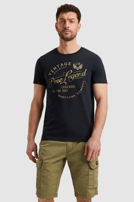 PME legend blauwe heren t-shirt | Model vooraanzicht