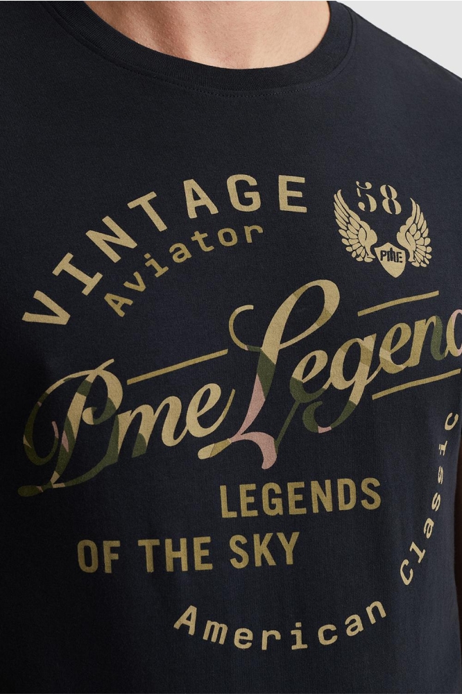 PME legend blauwe heren t-shirt | Close up