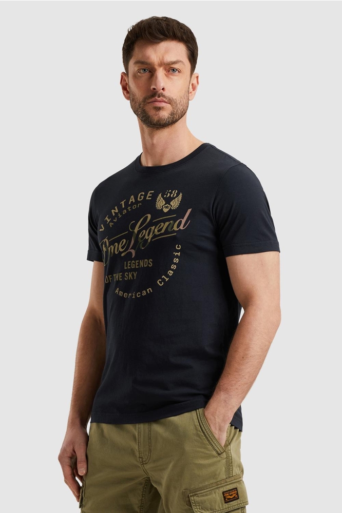 PME legend blauwe heren t-shirt | Model zijaanzicht