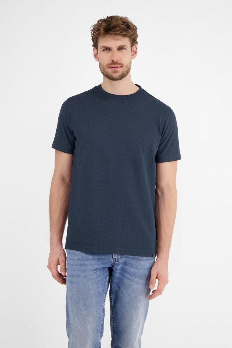 Lerros blauwe heren t-shirt | Model vooraanzicht