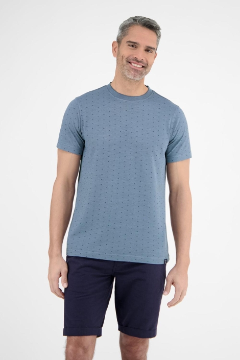 Lerros blauwe heren t-shirt | Model vooraanzicht