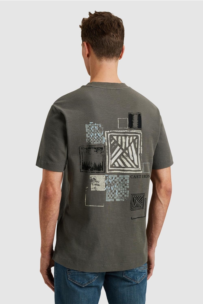 Cast Iron grijze heren t-shirt | Model achteraanzicht