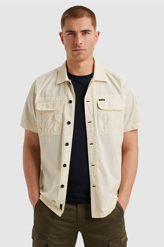 PME legend beige heren overhemd | Model vooraanzicht