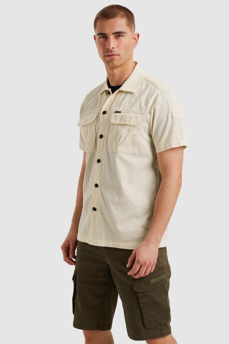 PME legend beige heren overhemd | Model zijaanzicht