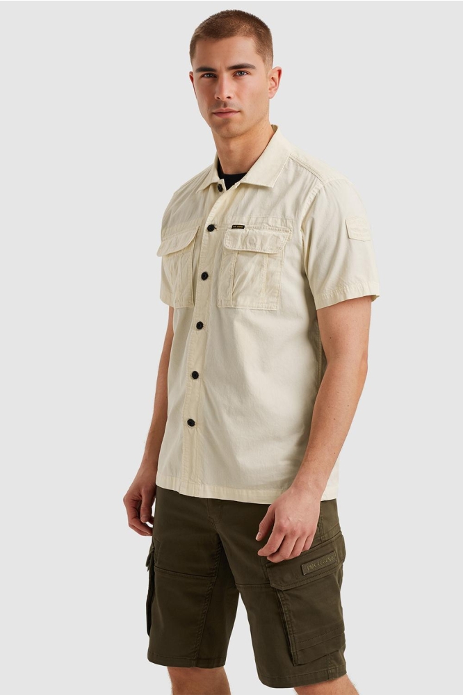 PME legend beige heren overhemd | Model zijaanzicht