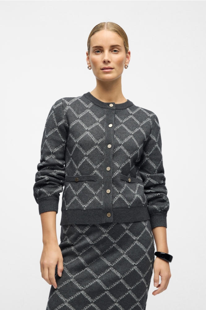 Object grijze dames vest | Model vooraanzicht