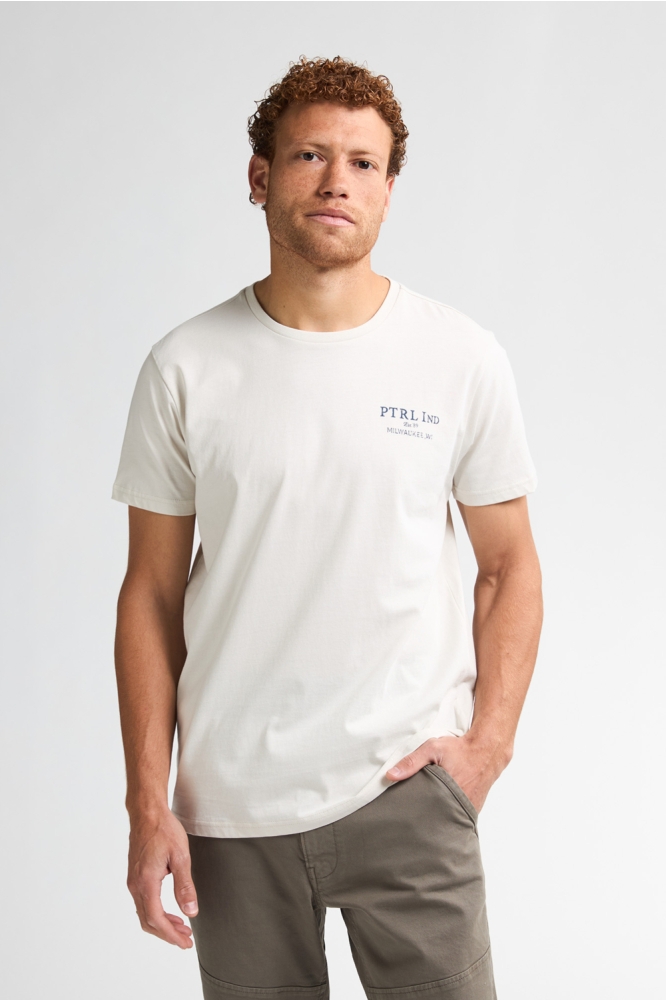 Petrol Industries ecru heren t-shirt | Model vooraanzicht