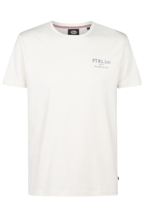 Petrol Industries ecru heren t-shirt | Vooraanzicht