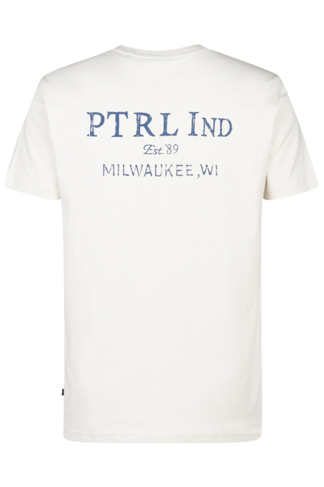 Petrol Industries ecru heren t-shirt | Model achteraanzicht