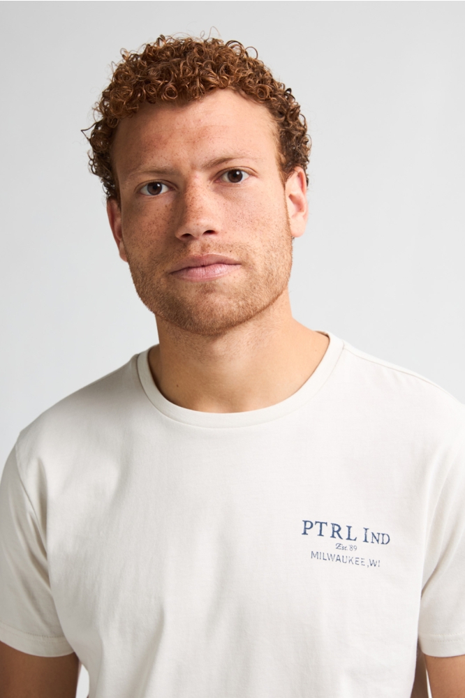 Petrol Industries ecru heren t-shirt | Close up
