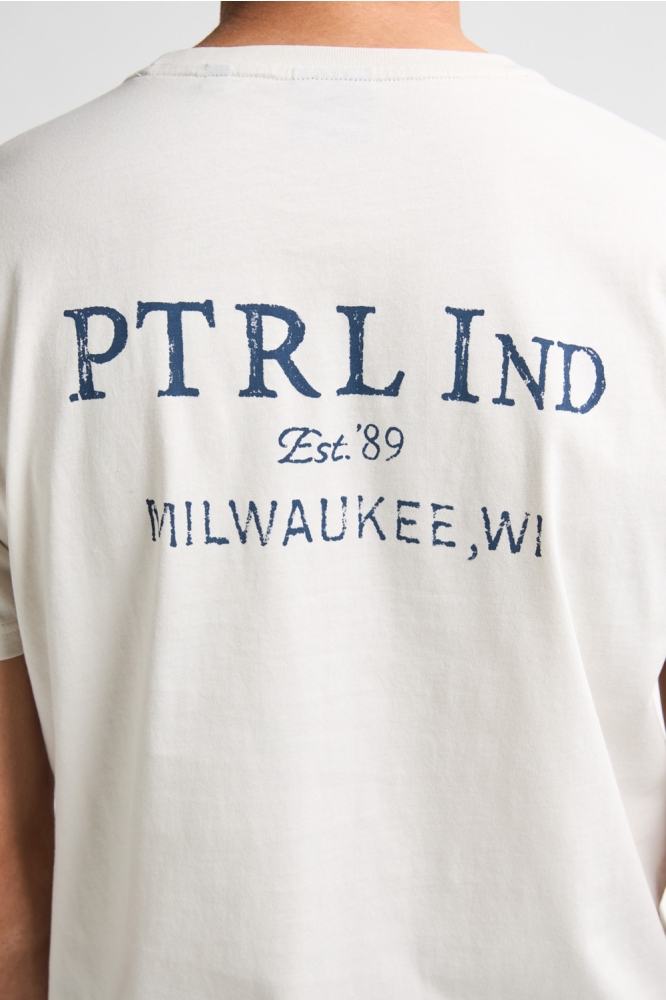 Petrol Industries ecru heren t-shirt | Close up