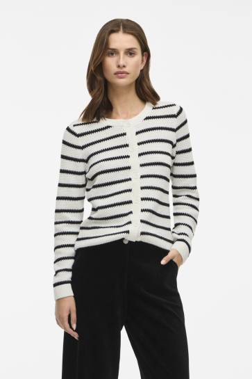 Vila vidalo o-neck l/s knit cardigan - n Wit