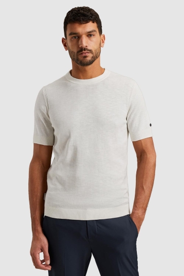 Cast Iron crewneck cotton blend slub Wit