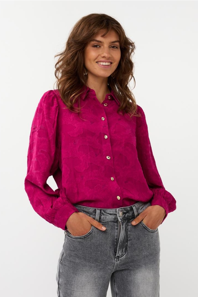 EsQualo roze dames blouse | Model vooraanzicht