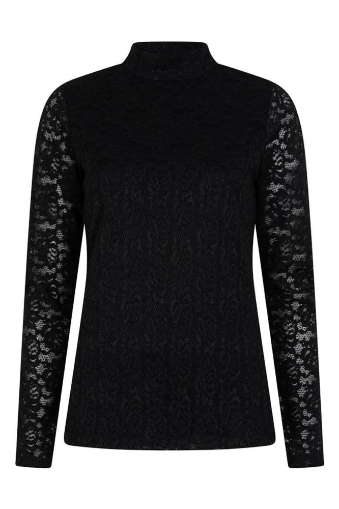 EsQualo zwarte dames t-shirt | Vooraanzicht