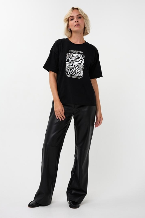 EsQualo zwarte dames t-shirt | Model