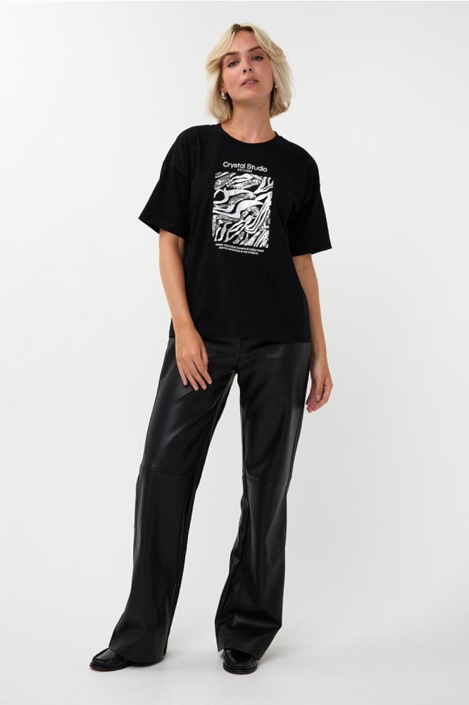 EsQualo zwarte dames t-shirt | Model