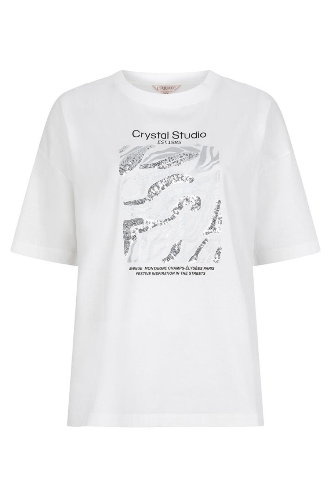 EsQualo witte dames t-shirt | Vooraanzicht