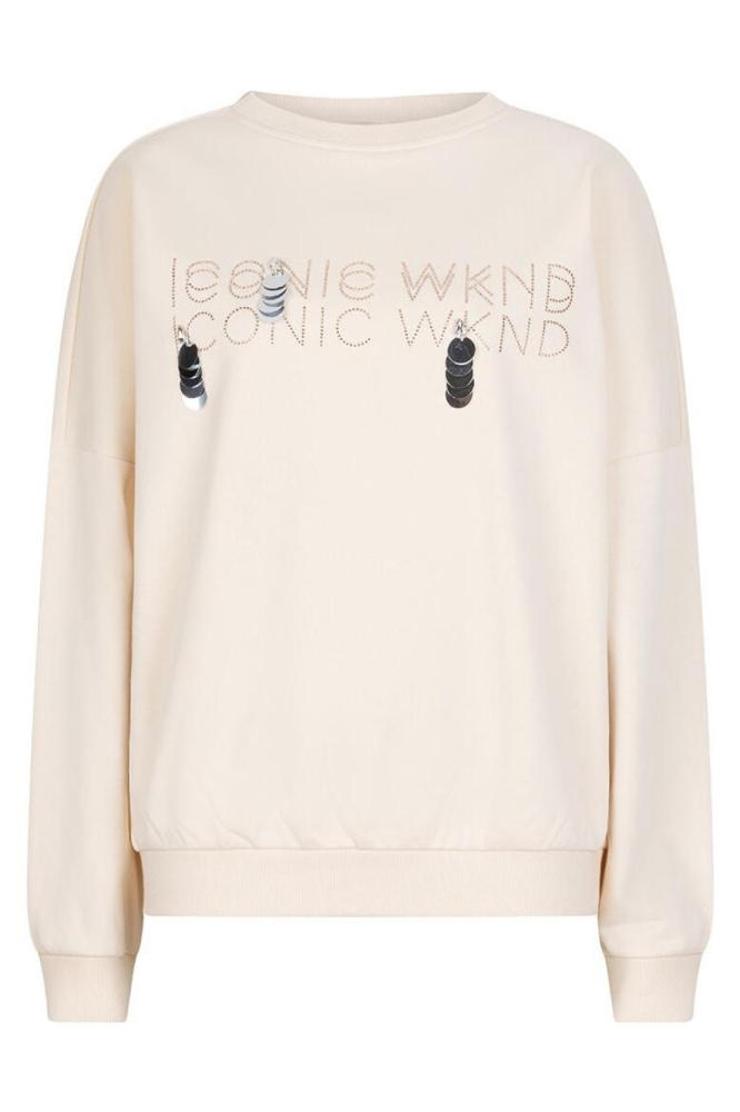 EsQualo beige dames sweater | Vooraanzicht