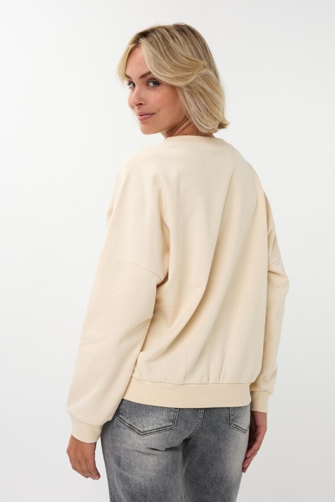EsQualo beige dames sweater | Model achteraanzicht