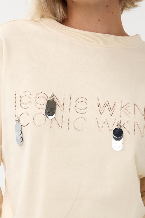 EsQualo beige dames sweater | Close up