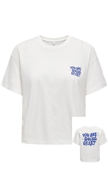 ONL30 HAPPY LIFE S/S BOXY TEE CS JR 15367624 Cloud Dancer/Great
