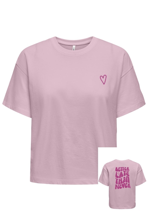 Only roze dames t-shirt | Vooraanzicht