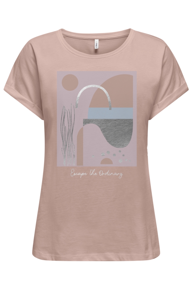 Only roze dames t-shirt | Vooraanzicht