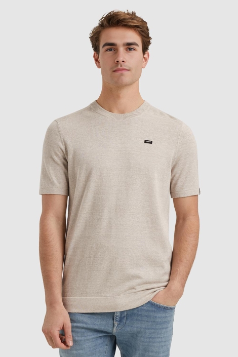 Vanguard beige heren t-shirt | Model vooraanzicht