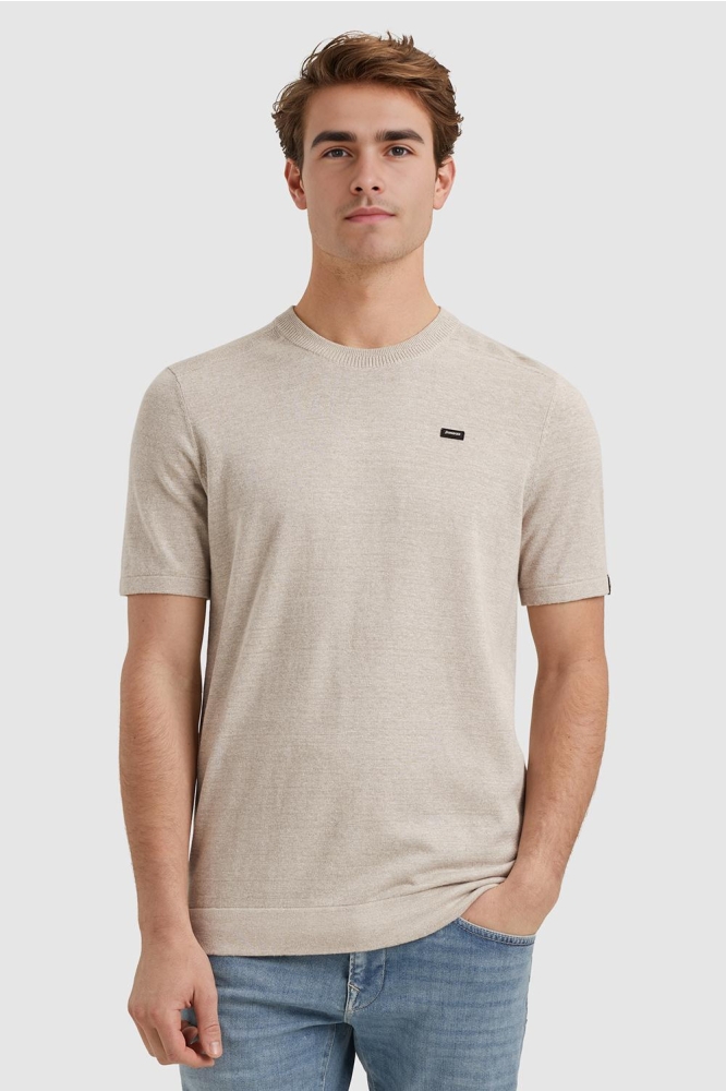 Vanguard beige heren t-shirt | Model vooraanzicht