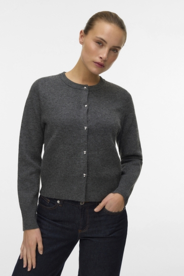 Vero Moda VMKACY LS O-NECK CARDIGAN 10334916 MEDIUM GREY MELANGE