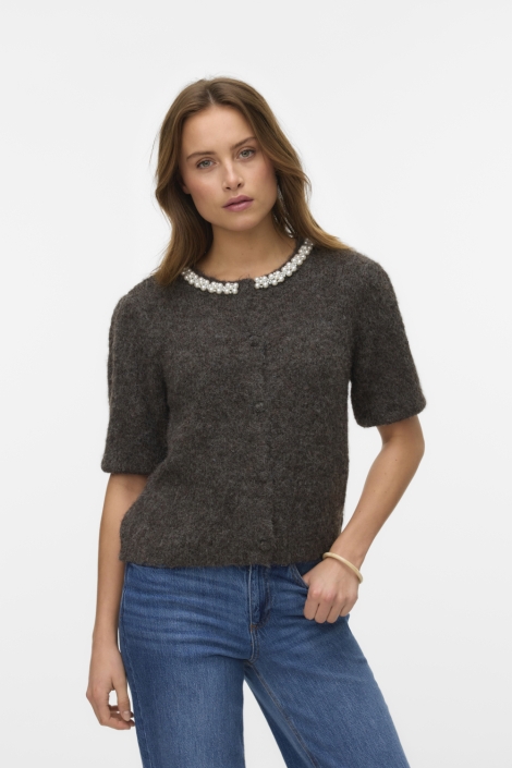 Vero Moda bruine dames vest | Model vooraanzicht