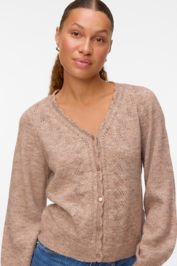 Vero Moda VMLYA LS V-NECK CARDIGAN BTQ 10335263 Silver Mink/W. MELANGE