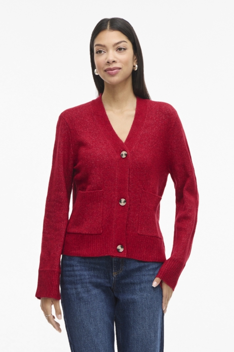 Vila rode dames vest | Model vooraanzicht