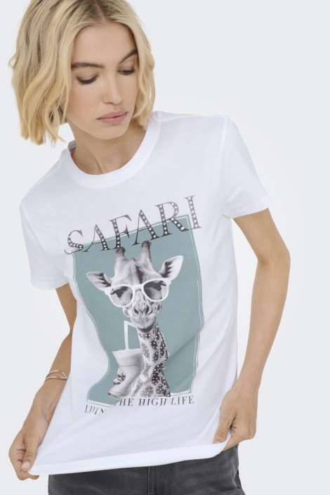 Only witte dames t-shirt | Model vooraanzicht