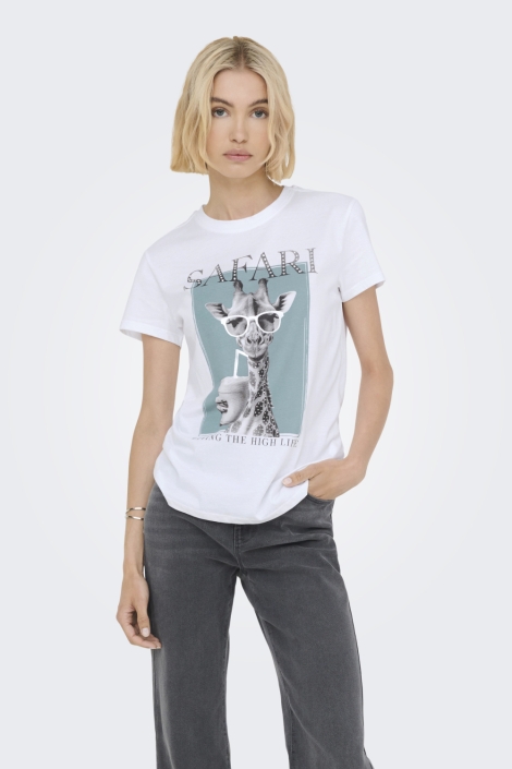 Only witte dames t-shirt | Model vooraanzicht