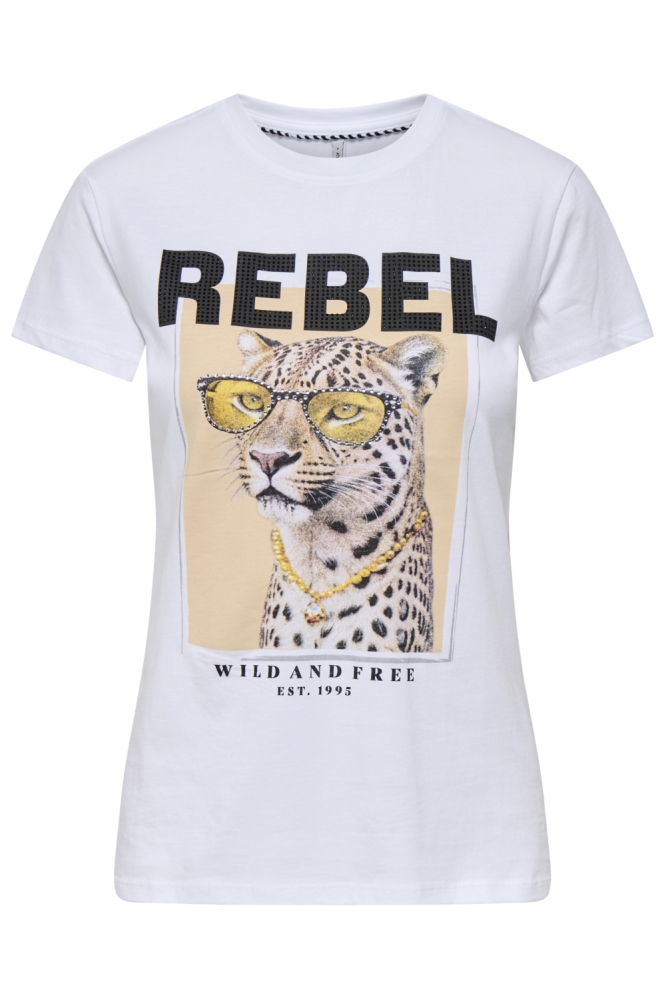 Only witte dames t-shirt | Vooraanzicht