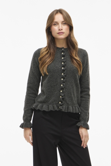 Vila grijze dames vest | Model vooraanzicht